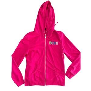 BCBGMAXAZRIA Women's Pink Long Sleeves Zip Up Hoodie Size Large Y2K 2000s